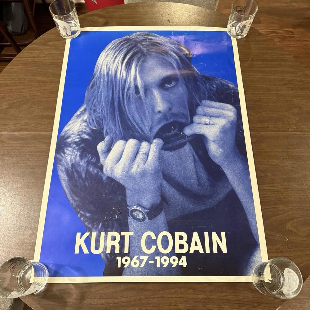 Kurt Cobain Rare Blue Poster Vintage 1995 (1967-1994)‎ Funky Nirvana 24.5x35
